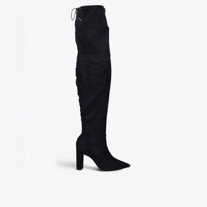 NEW CARVELA Black Second Skin wide-fit faux-leather over-the-knee boots sz 38.5